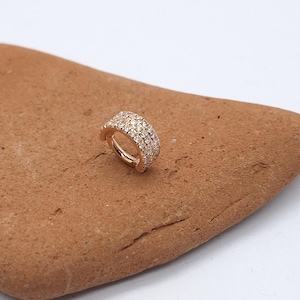 Triple Line Cartilage Ear Piercing White Diamonds Solid Gold Conch Earring Helix Jewelry