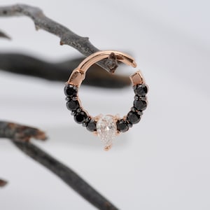 Diamonds Nose Earring 14k Solid Gold Daith Earring Helix Hoop Piercing Jewelry