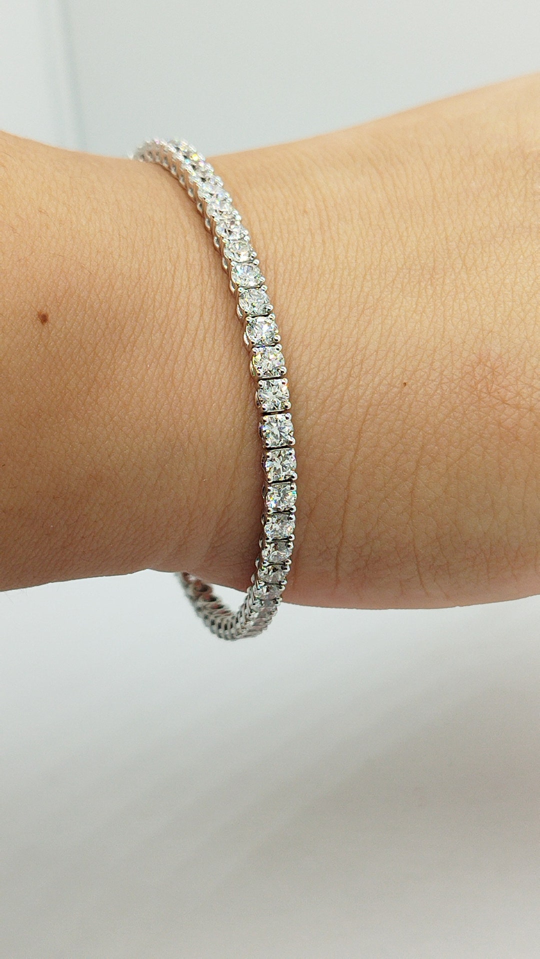 Diamond Tennis Bracelet White Diamonds Solid Gold Etsy
