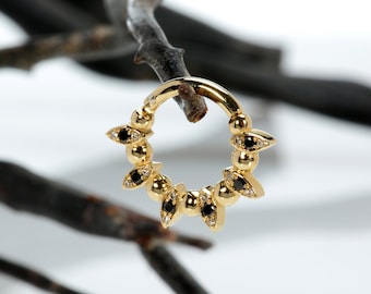 Helix Septum Jewelry 14k Gold White Black Diamonds
