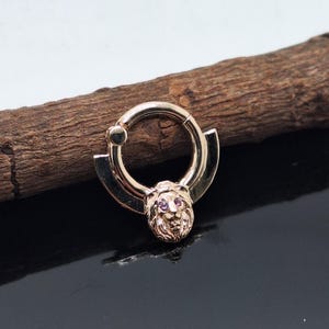 Golden Lion Cartilage Earring 14K Solid Gold Nose Hoop Daith Jewelry Helix Piercing