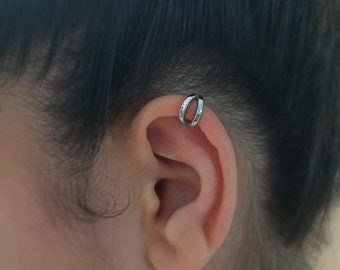 Double Septum Clicker 14k White Gold Helix Hoop Nose Ring Cartilage Earring