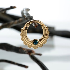 Cartilage Earring Topaz Blue London 14K Gold Septum Clicker Septum Nose Hoop Helix Earring Piercing Jewelry