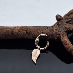 Leaf Helix Septum Clicker 14k Gold Cartilage Earring Ear Cuff Piercing Jewelry
