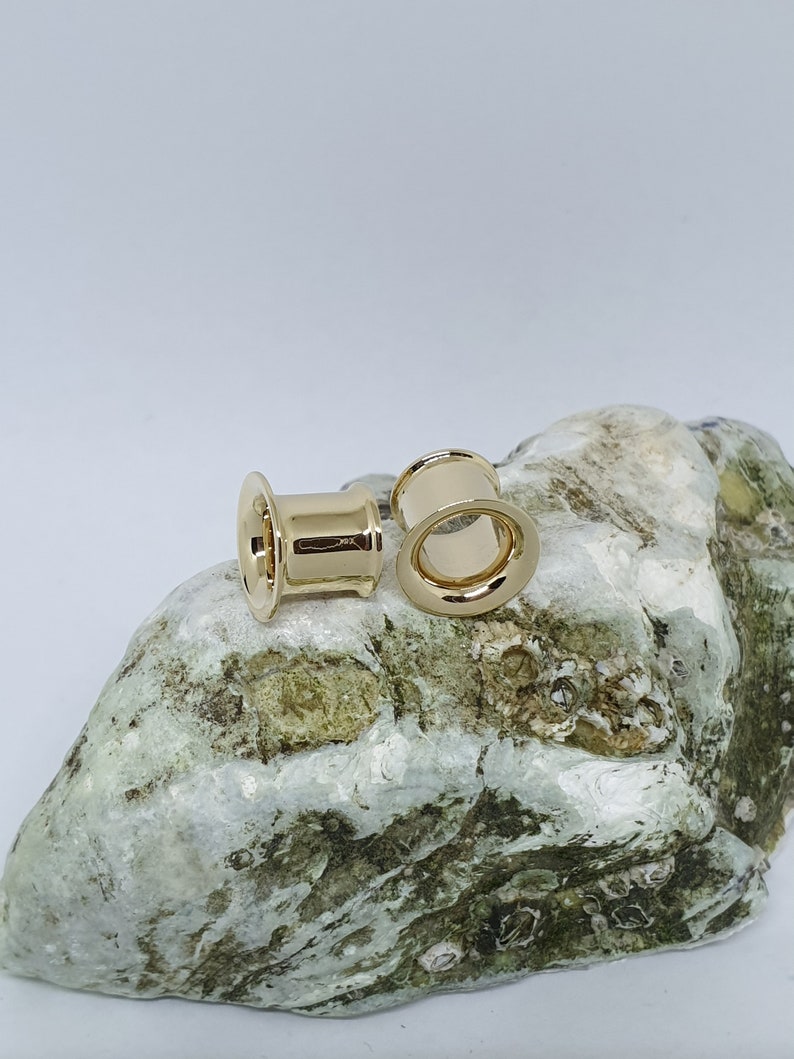 Solid Gold Ear Tunnels 0g Ear Gauges 14k Plugs Piercing Etsy