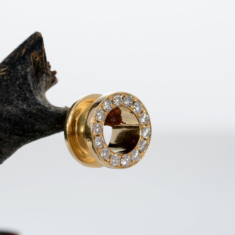 Solid Gold Ear Tunnels Ear Gauges 14k Plugs Piercing Ear Etsy