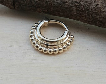 Balls Cartilage Septum Clicker 14K Solid Gold Helix Hoop Septum Piercing  Nose Ring