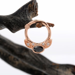 Cartilage Earring 14k Solid Gold Diamond Nose Ring Piercing Jewelry Daith Hoop Ear Cuff Helix Septum Clicker