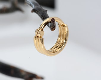 Hoop Piercing Jewelry 14k Gold Nose Rings Helix Hoop Conch Clicker Ear Cuff