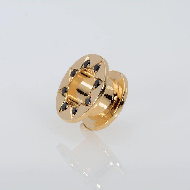 Earlets Tunnels Gauge plugs Ear Tunnel Solid Gold 14k Ear Etsy