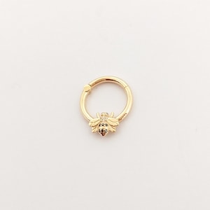 Honey Bee Piercing Jewelry 14k Gold Diamonds Daith Hoop Helix Earring