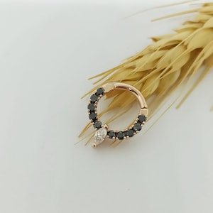 Nose Piercing Jewelry 14k Solid Gold Septum Clicker Diamond Daith Earring Helix Jewelry