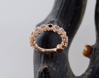 Cartilage Piercing Earring 14k Solid Gold Septum Clicker Black Diamonds  Helix Jewelry