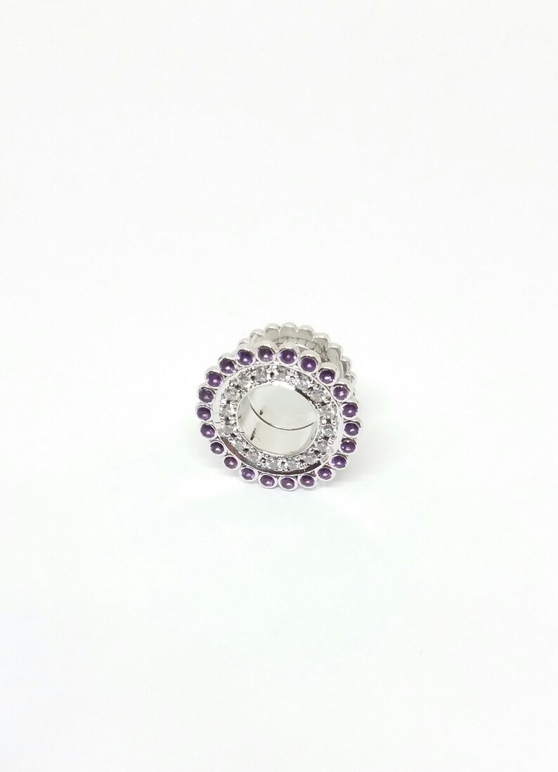 Ear Gauges 14K Solid Gold White Diamonds Amethyst Gauge Etsy