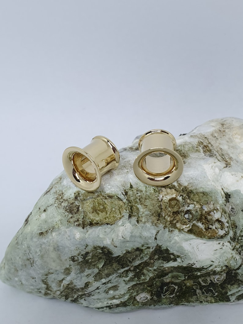 Solid Gold Ear Tunnels 0g Ear Gauges 14k Plugs Piercing Etsy