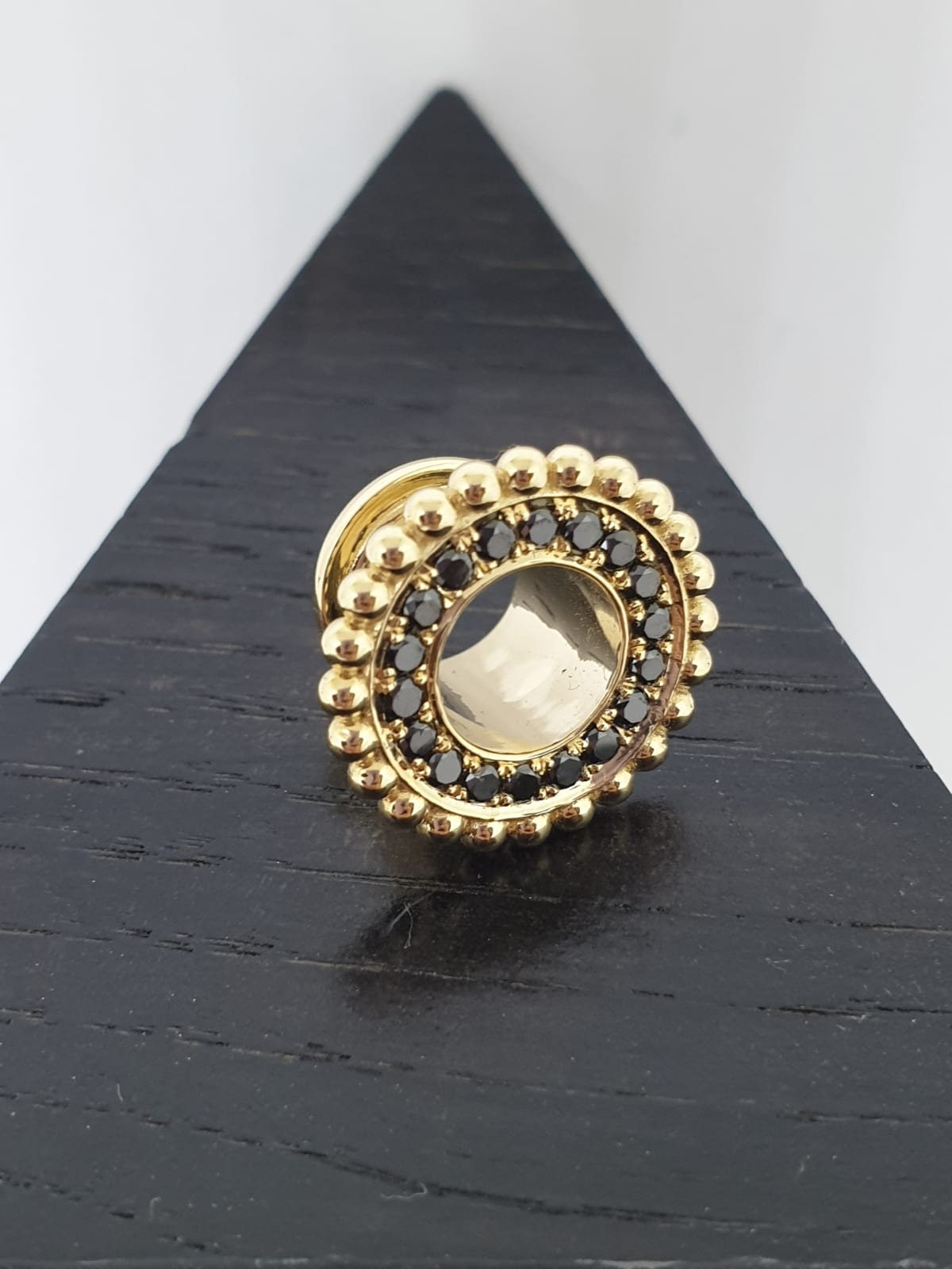 Solid Gold Ear Tunnels With Golden Balls Ear Gauges 14k Etsy