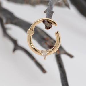 Trillion Diamond Helix Piercing Jewelry 14k Yellow Gold Gold Daith Earring