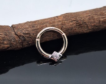 Diamond Hoop Earrings 14k Septum Clicker Helix Piercing Jewelry