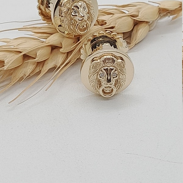 Lion Solid Gold Ear Tunnels Ear Gauges 14k Plugs Piercing  Ear Tunnels Gauge Plugs  Ear Gauged Earlets Stretchering