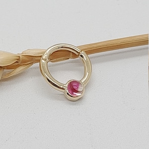 Helix Septum Clicker 14k Solid gold Tourmaline  Daith Earrings  Nose Ring Jewelry  Conch Hoop