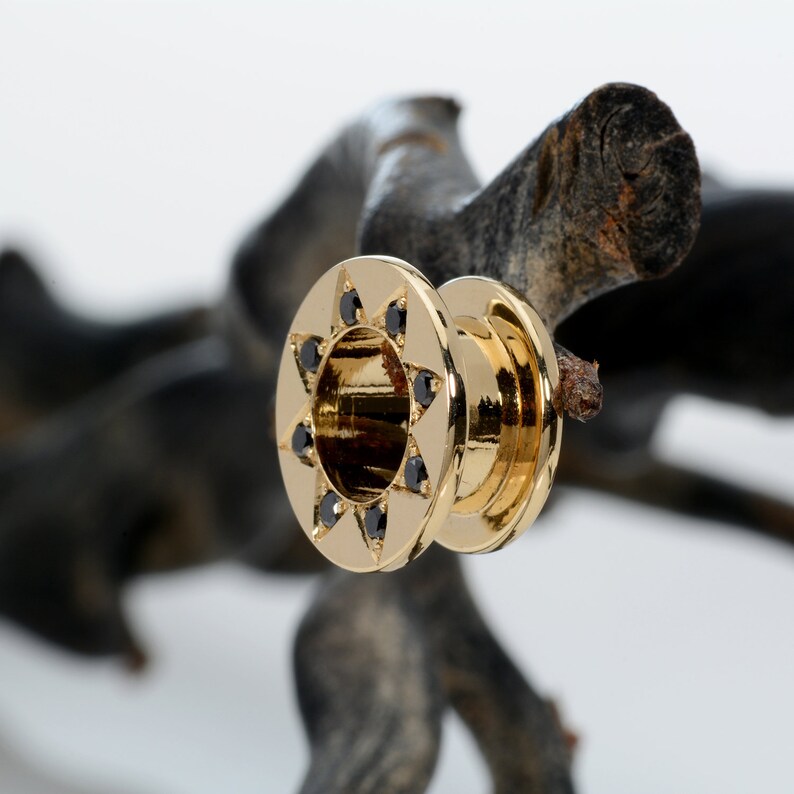 Earlets Tunnels Gauge plugs Ear Tunnel Solid Gold 14k Ear Etsy