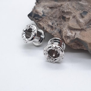 Gauged Earring 14k Solid Gold Simple Gauges Tube Earring Plug Tunnel Earring