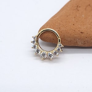 Nose Hoop Diamonds Piercing Jewelry 14k Solid Gold Septum Clicker Helix Rings Daith Earring