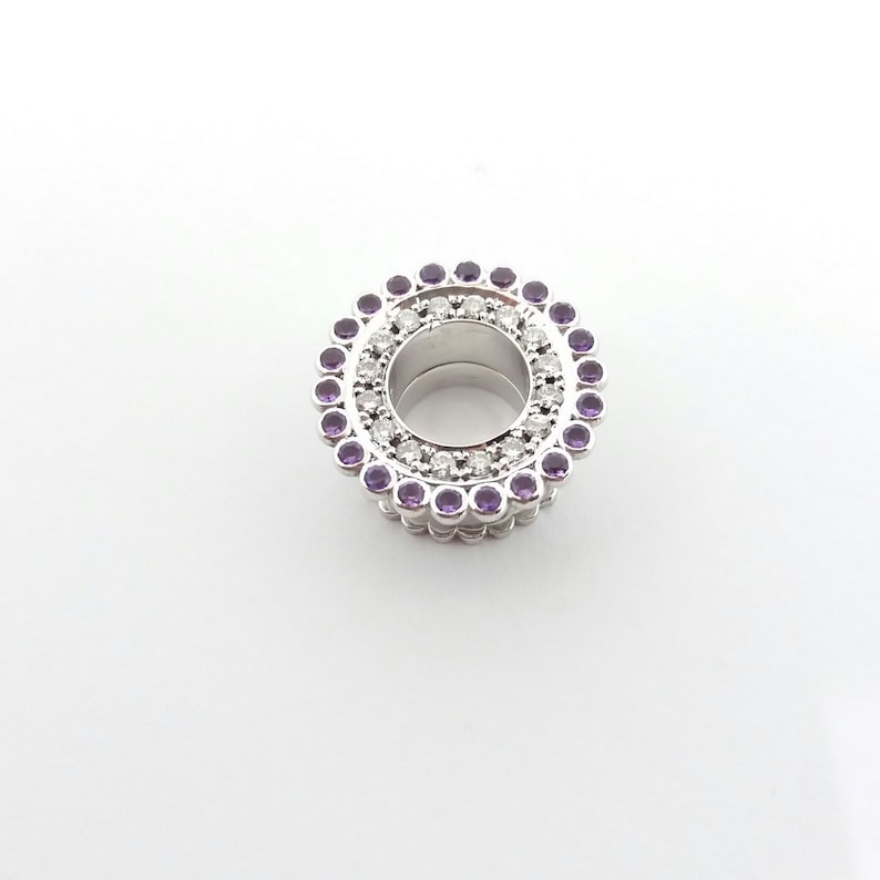 Ear Gauges 14K Solid Gold White Diamonds Amethyst Gauge Etsy Israel