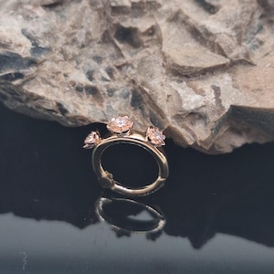 Helix Piercing Earring Lotus Flower 14K Solid Gold White Diamonds Ear Jacket Conch Earring Cartilage Hoop