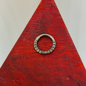 Daith Septum Clicker 14K Solid Gold Black Diamonds Helix Piercing Cartilage Hoop