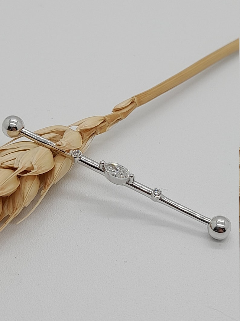 Industrial Piercing Jewelry 14k Yellow Gold Marquise Black Etsy