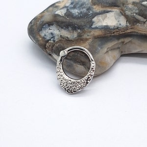 Septum Clicker Hammered Textured 14k Yellow Gold Helix Earring Nose Hoop Jewelry