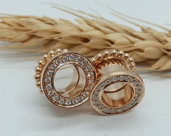 Solid Gold Ear Tunnels Diamonds 14k Ear Gauges Plugs Gauge Ear lets Piercing Jewelry