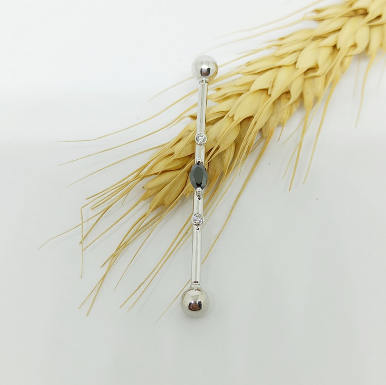 Industrial Piercing Jewelry 14k Yellow Gold Marquise Black Etsy