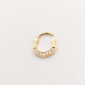 Helix Piercing Septum clicker 14K Gold,White Diamonds,Custom Piercing Jewelry Cartilage Hoop