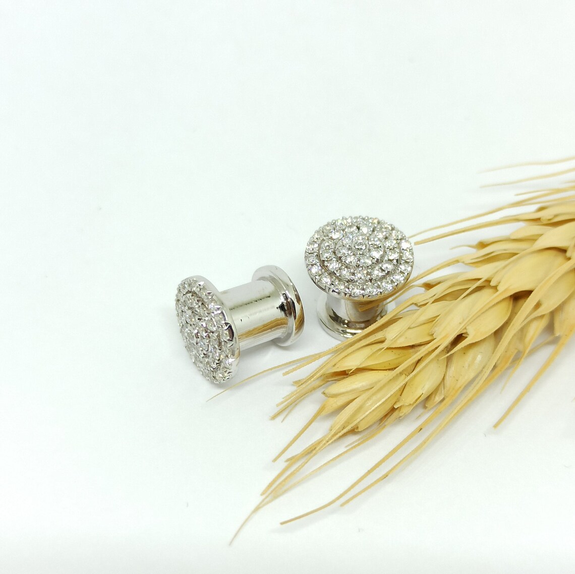 Ear Tunnels Diamond 6G Ear Gauges Plug Tunnel 14k Custom Etsy