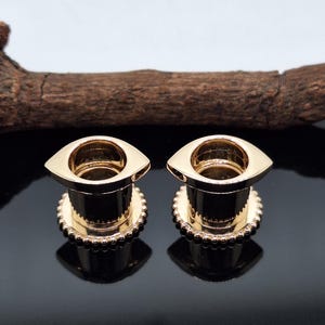 Solid Gold Ear Tunnels Ear Gauges 14k Plugs Ear Lets Earrings Teardrop Pluds Gauge Plugs  Ear Gauged