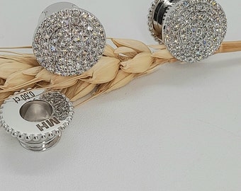 Ear Tunnels Solid Gold Diamonds Ear gauges Plug Tunnel 14k Custom Plugs Earrings Gauged Jewelry Gauge Plugs Earlets