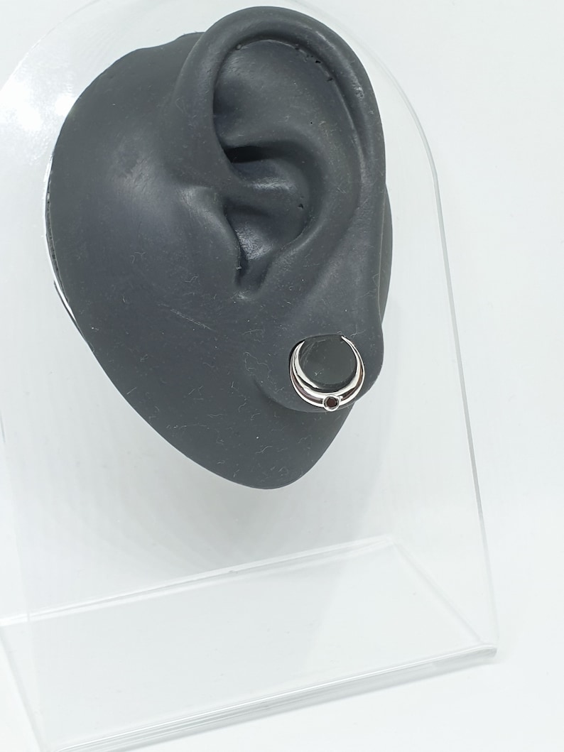 Solid Gold Ear Tunnels Ear Gauges 14k Plugs Piercing Black Etsy