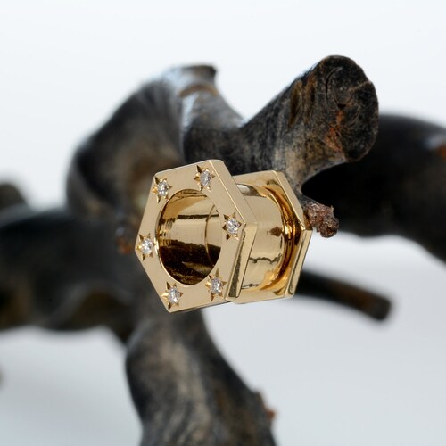 Lion Solid Gold Ear Tunnels Ear Gauges 14k Plugs Piercing Etsy