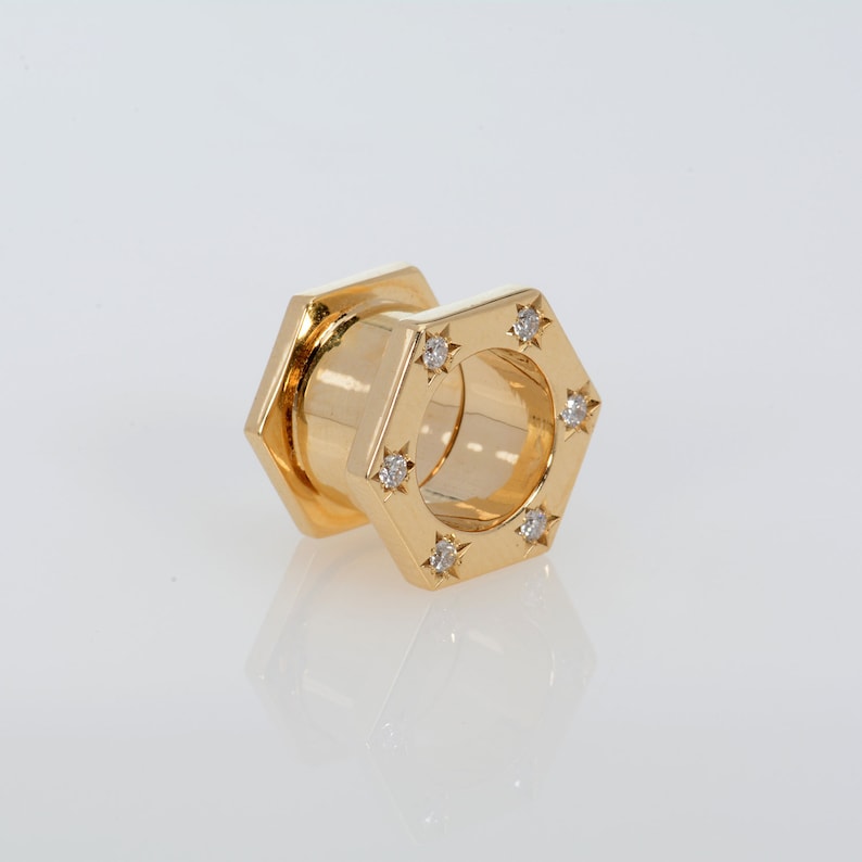 Tunnels Ear Plugs Gauge Plugs 14k Solid Gold Ear Plugs Ear Etsy