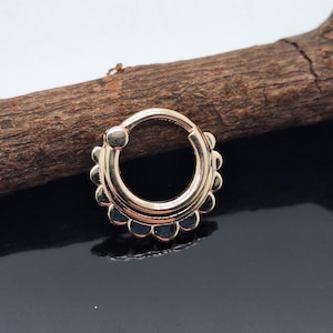 Cartilage Earring 14k Rose Solid Gold Nose Ring  Nose Hoop  Daith Septum Clicker