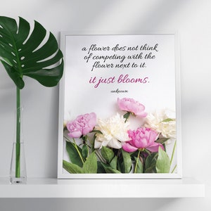 Flower Quotes Wall Art, Quote Wall Art, Flower Print, Digital Download, Flower Print Wall Art, Print for Her, Digital Flower Quote Poster