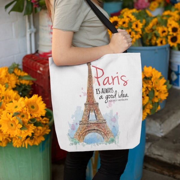 Paris Tote Bag, Travel Tote Bag for Women, Cute Travel Bag, Paris Tote, Tote Bag Gift for Her