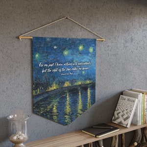 Van Gogh Wall Hanging, Wall Hanging Paintings, Starry Night Over the Rhone, Van Gogh Quote, Wall Hanging with Dowel