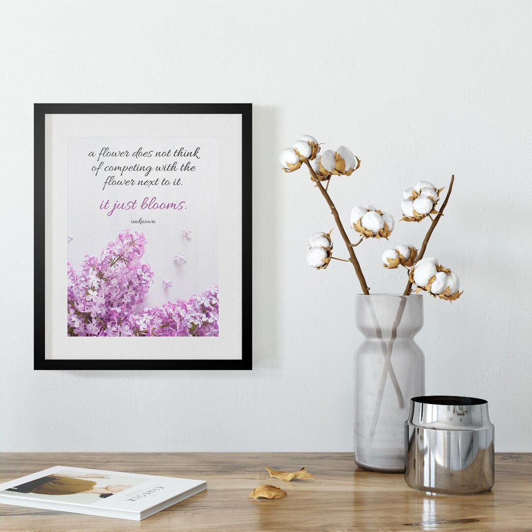 Flower Quotes Wall Art, Quote Wall Art, Flower Print, Digital Download