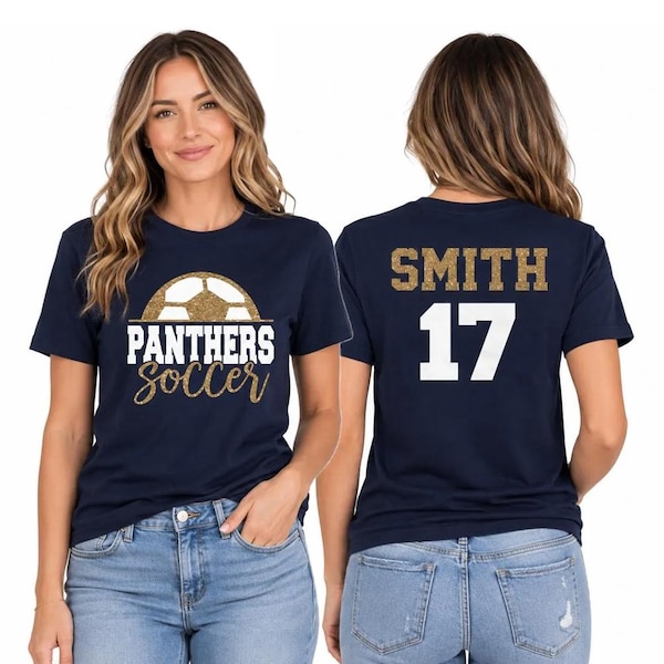Glitter Soccer Shirts | Custom Soccer player Shirt | Personalized Soccer Gifts | Bella Canvas Tee | Youth or Adult | Gift for her
