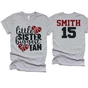 Glitter Basketball Sister Shirt | Little Sister Biggest Fan Basketball t-shirt | Basketball Spirit Wear | Bella Canvas Tshirt | Customize