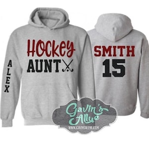 Glitter Hockey Hoodie | Field Hockey Aunt | Hockey Hoodies | Hockey Bling | Hockey Spirit Wear | Customize Colors
