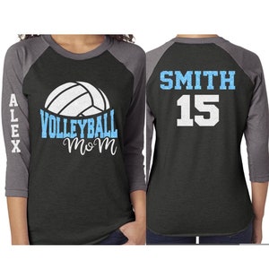 Glitter Volleyball Shirt | Volleyball Mom Shirt | Volleyball Spirit Wear | 3/4 Sleeve Raglan | Customize Colors